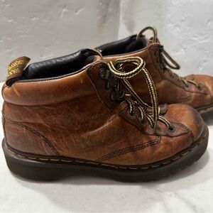 Vintage 90s Chunky Dr Martens Brown Leather Womens Ankle Boots Size 7